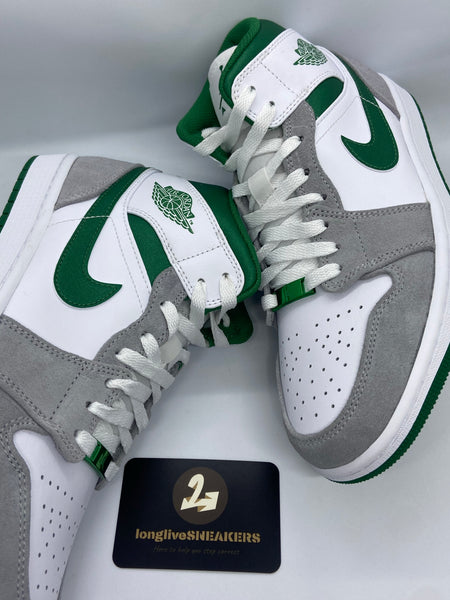 Air Jordan 1 Mid White Grey Pine Green
